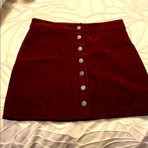 Aritzia burgundy corduroy mini skirt